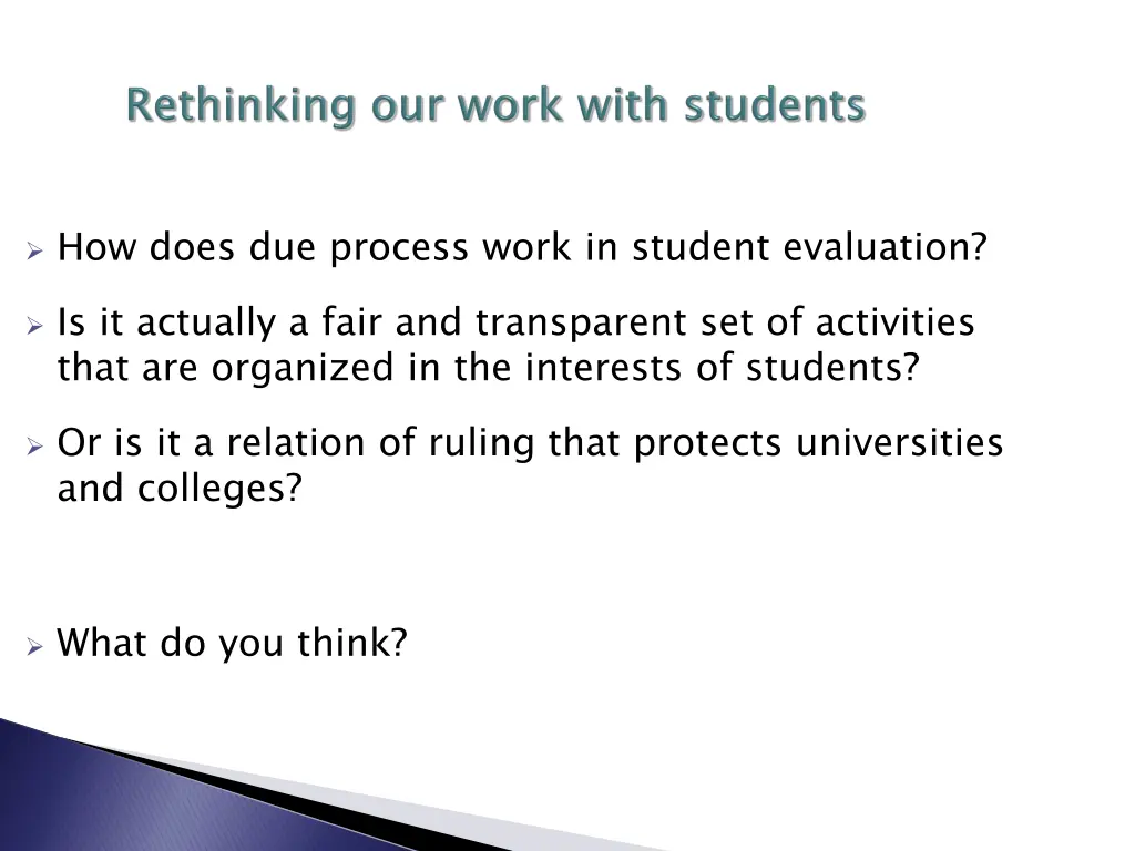 how does due process work in student evaluation