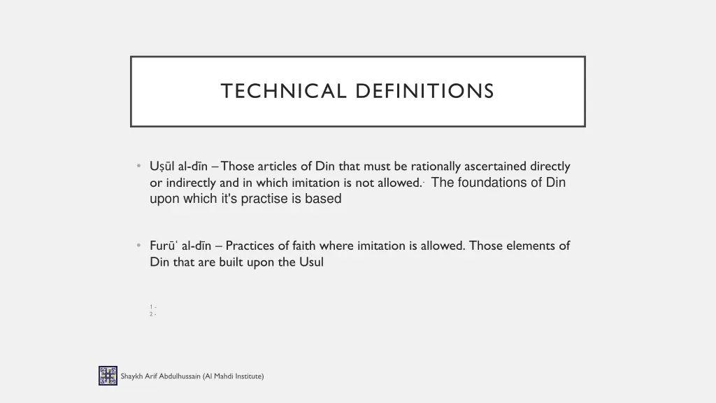 technical definitions