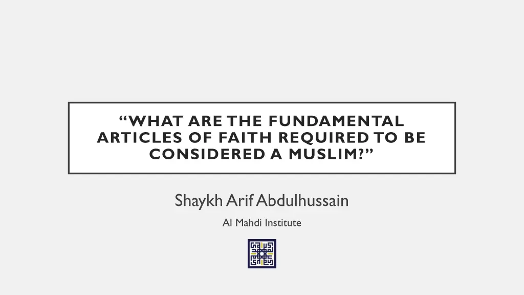 what are the fundamental articles of faith