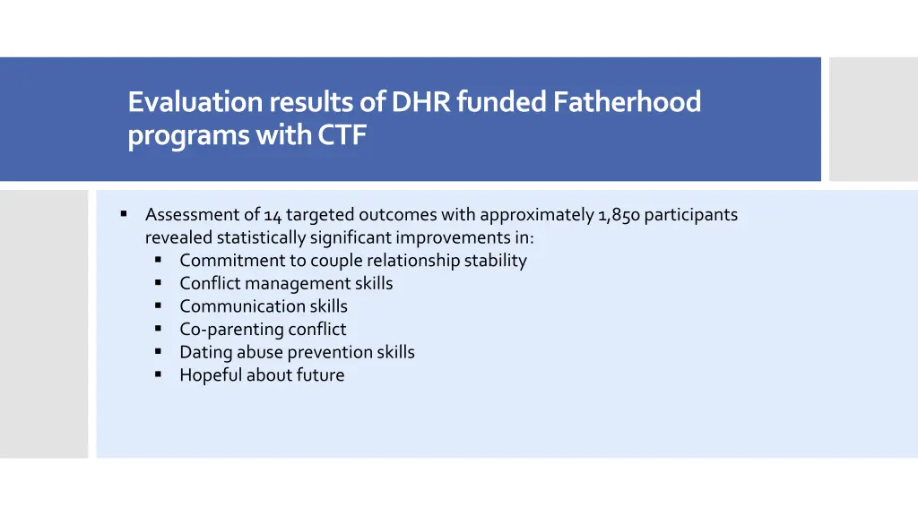 evaluation results of dhr funded fatherhood