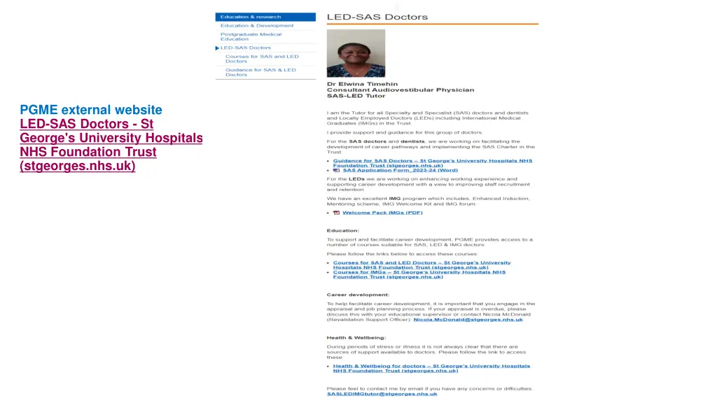 pgme external website led sas doctors st george