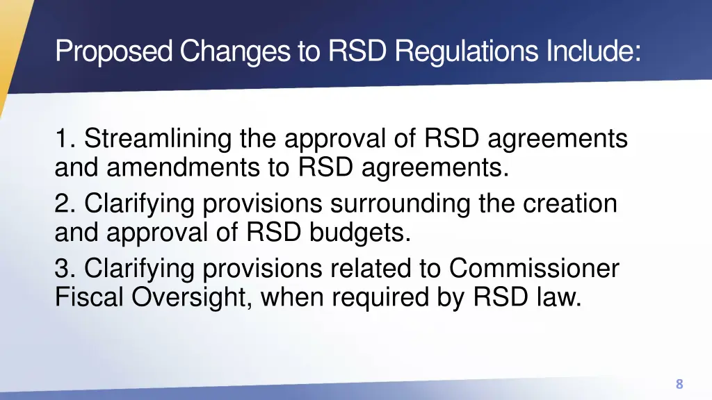 proposed changes to rsd regulations include