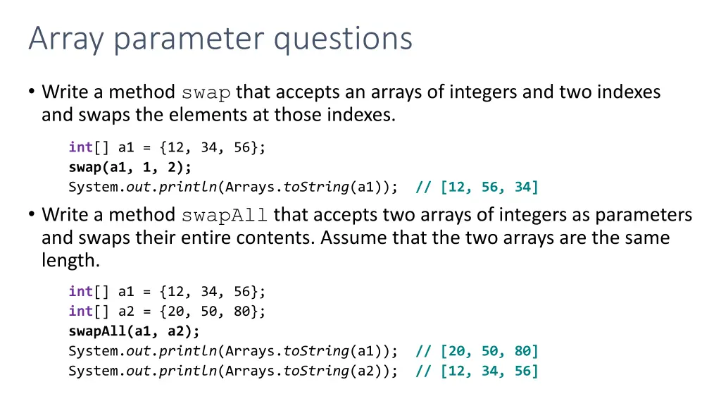 array parameter questions