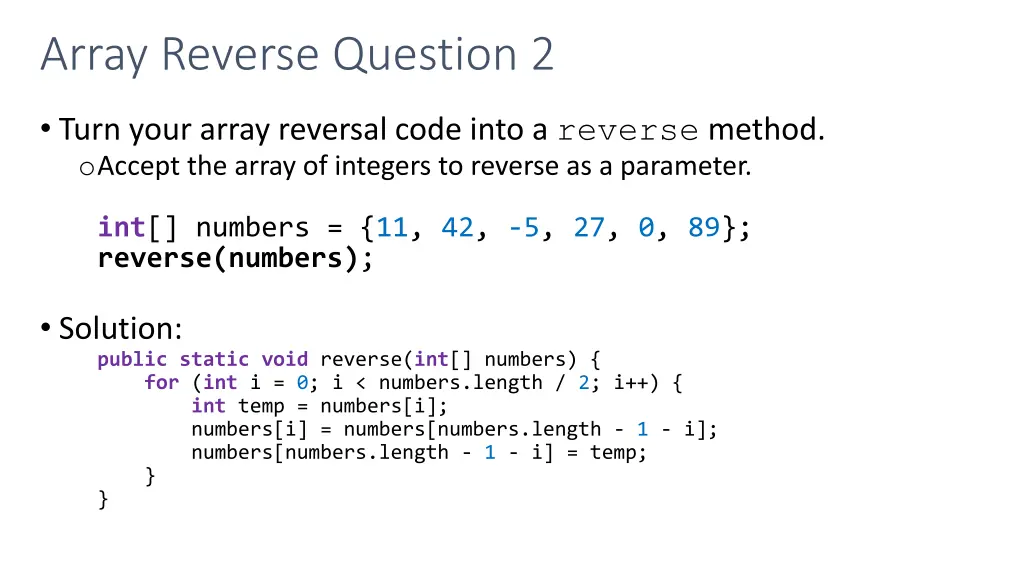 array reverse question 2 1