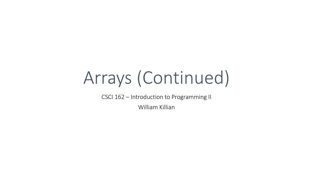 arrays continued