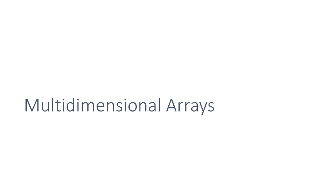 multidimensional arrays