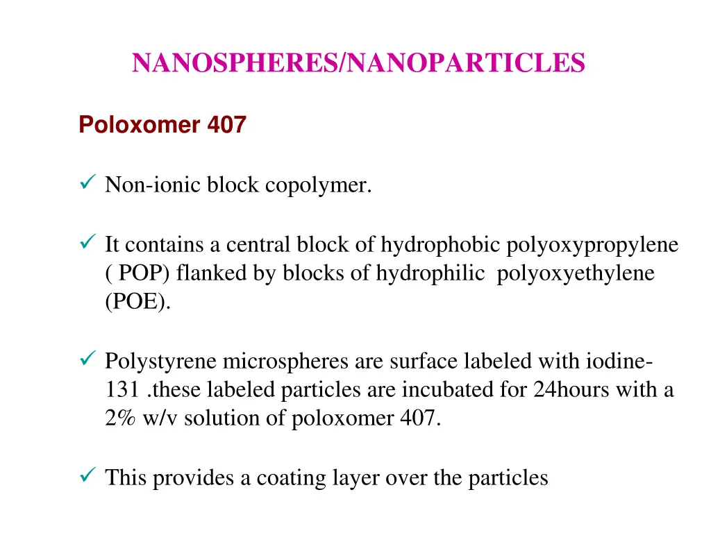 nanospheres nanoparticles
