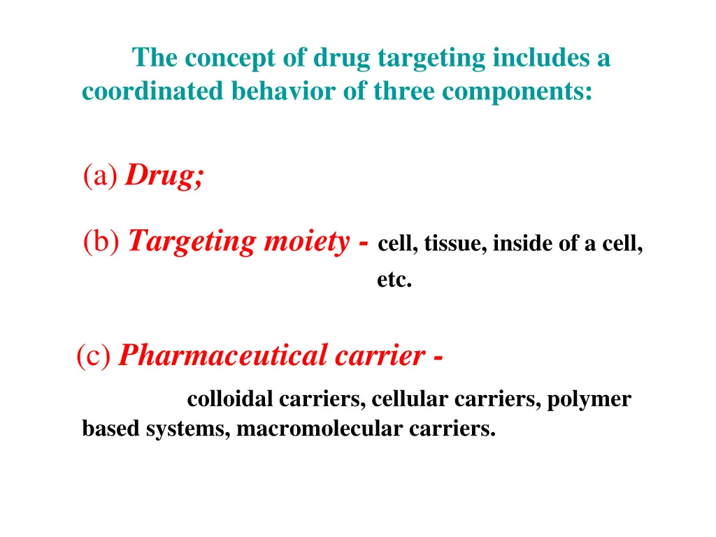 the concept of drug targeting includes