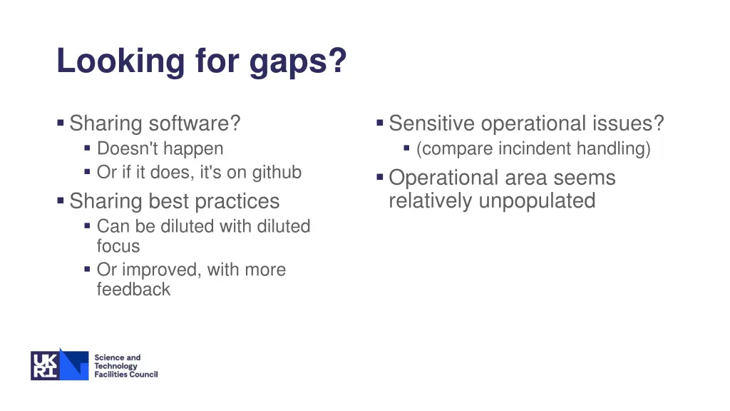 looking for gaps