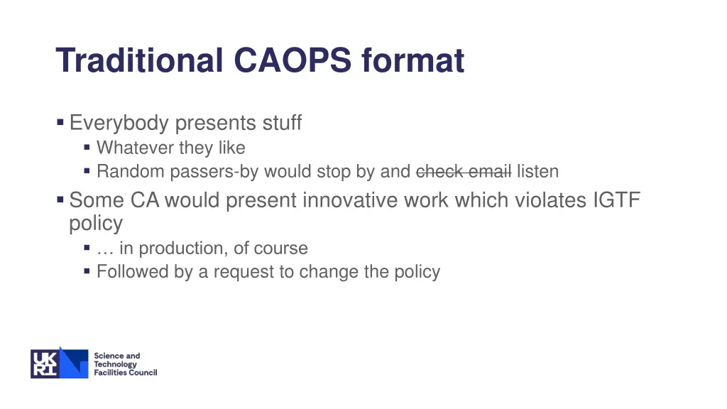traditional caops format