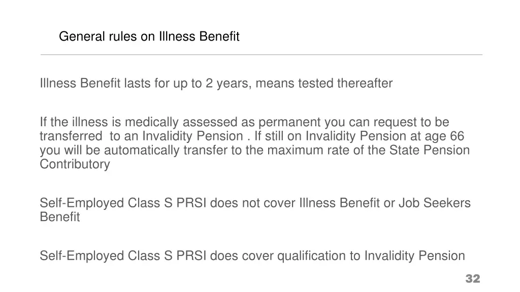 general rules on illness benefit