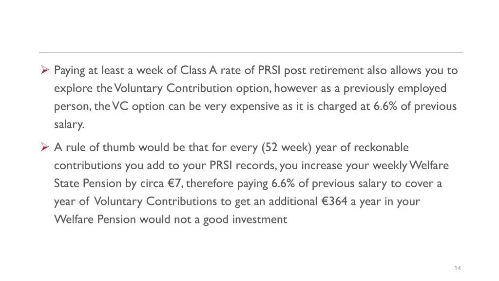 paying at least a week of class a rate of prsi