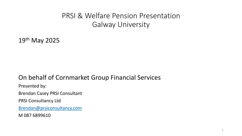 prsi welfare pension presentation galway