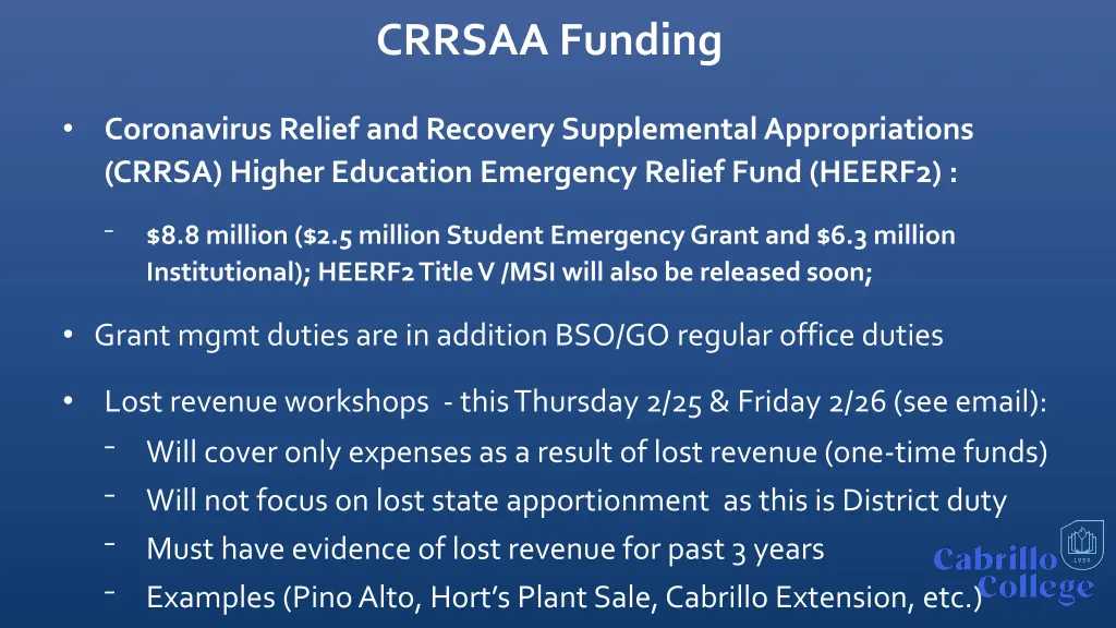crrsaa funding