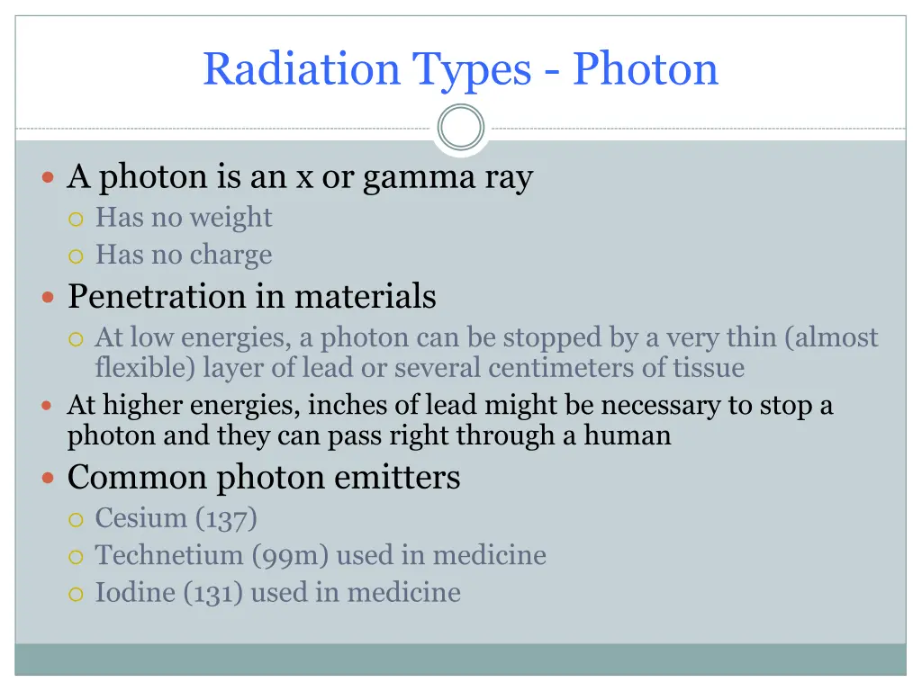 radiation types photon