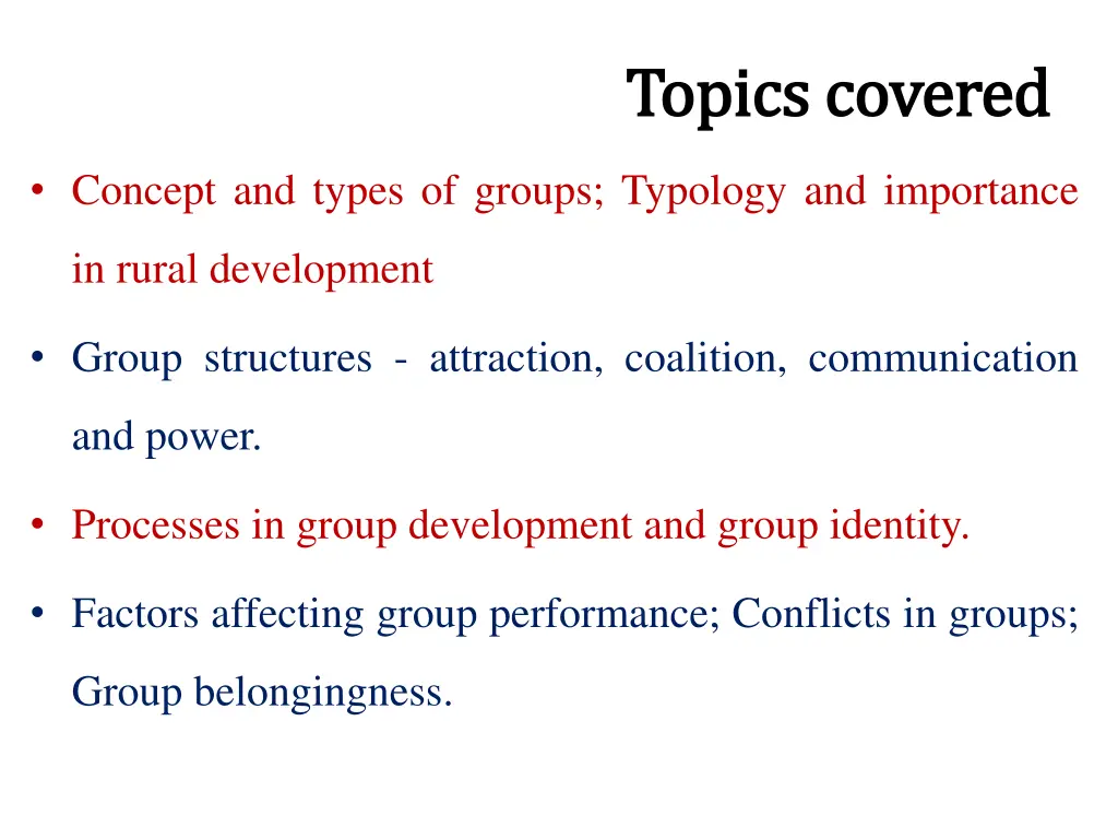 topics covered topics covered