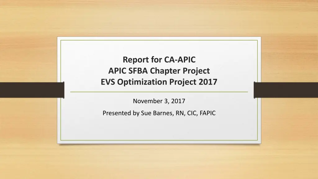 report for ca apic apic sfba chapter project