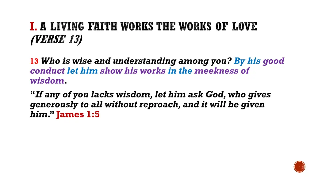 i a living faith works the works of love verse 13 1