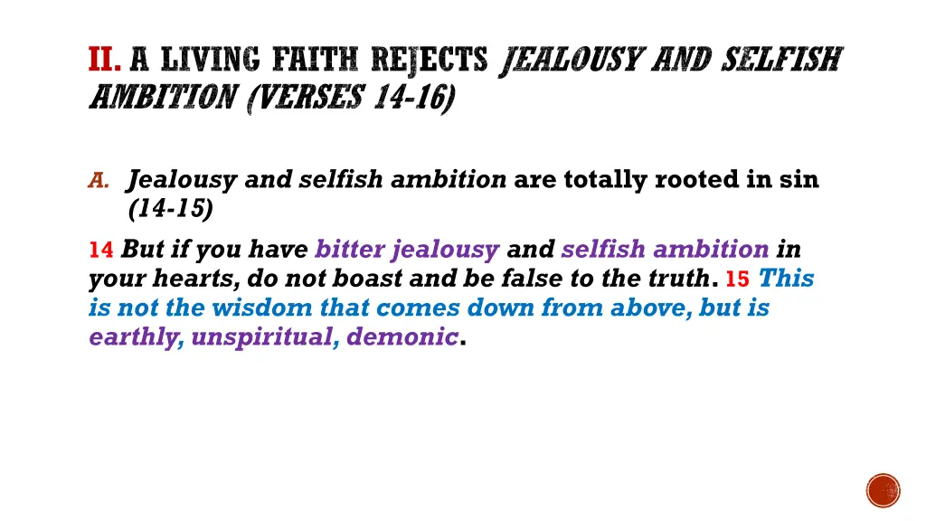 ii a living faith rejects jealousy and selfish 1