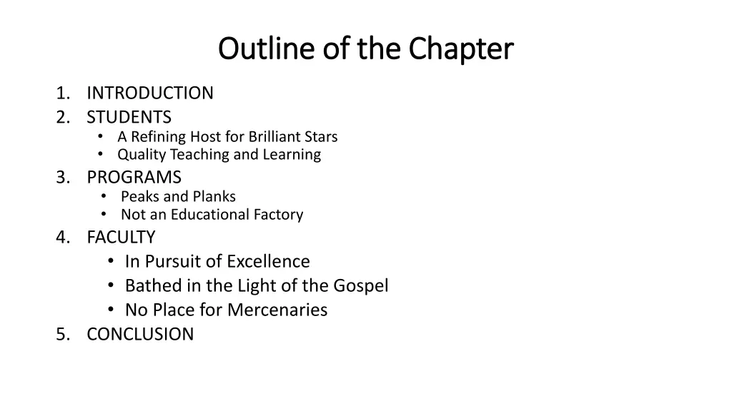 outline of the chapter outline of the chapter