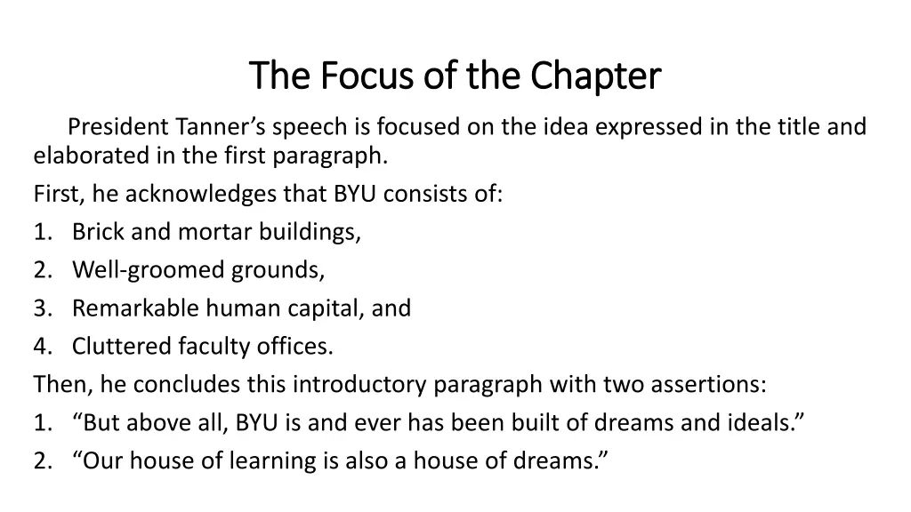 the focus of the chapter the focus of the chapter