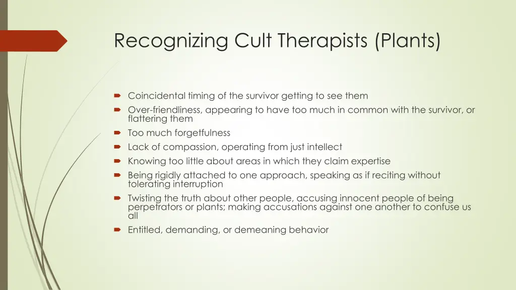 recognizing cult therapists plants