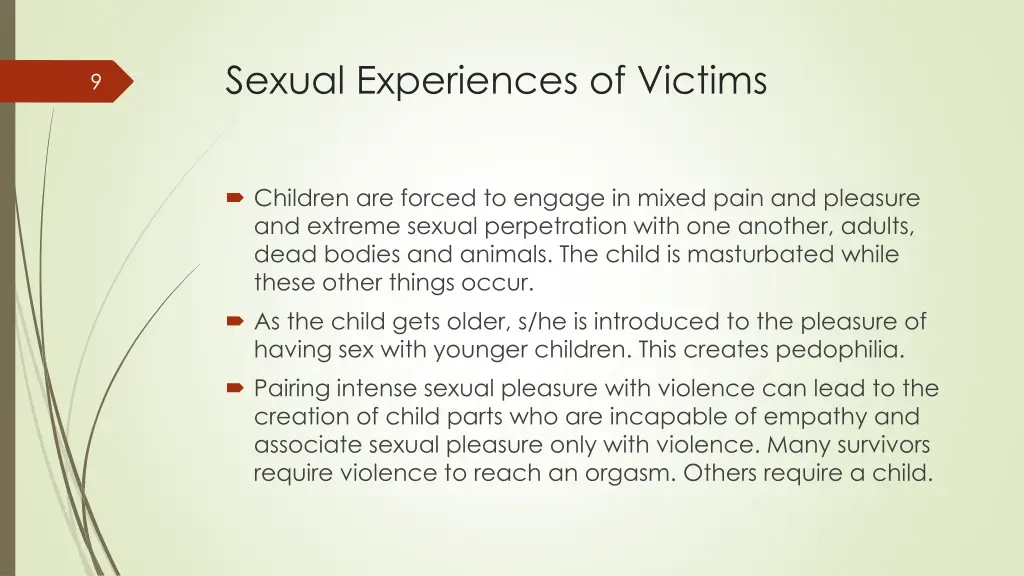 sexual experiences of victims