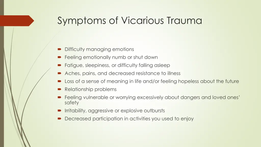 symptoms of vicarious trauma