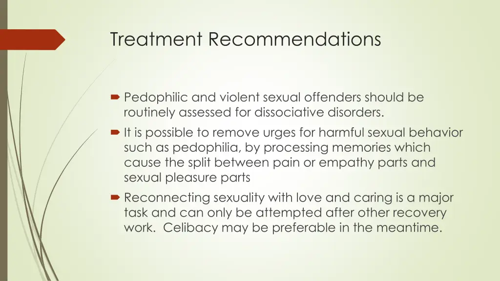 treatment recommendations
