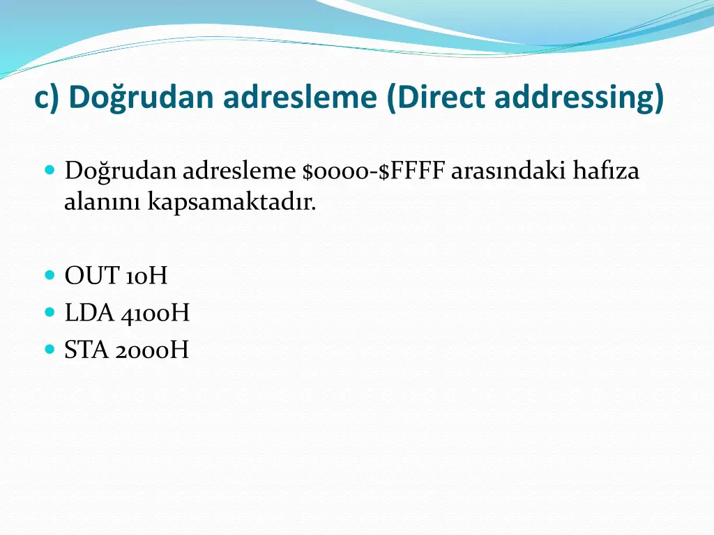 c do rudan adresleme direct addressing