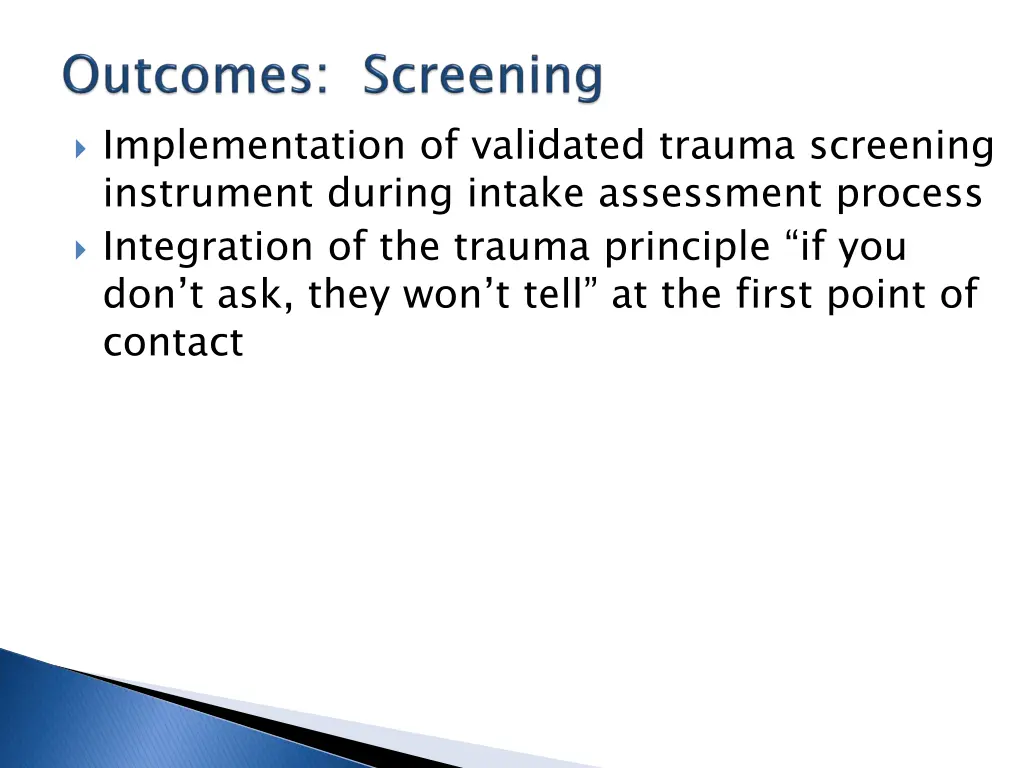 implementation of validated trauma screening