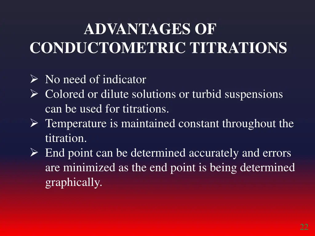 advantages of conductometric titrations