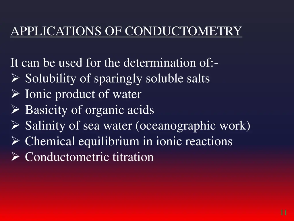 applications of conductometry