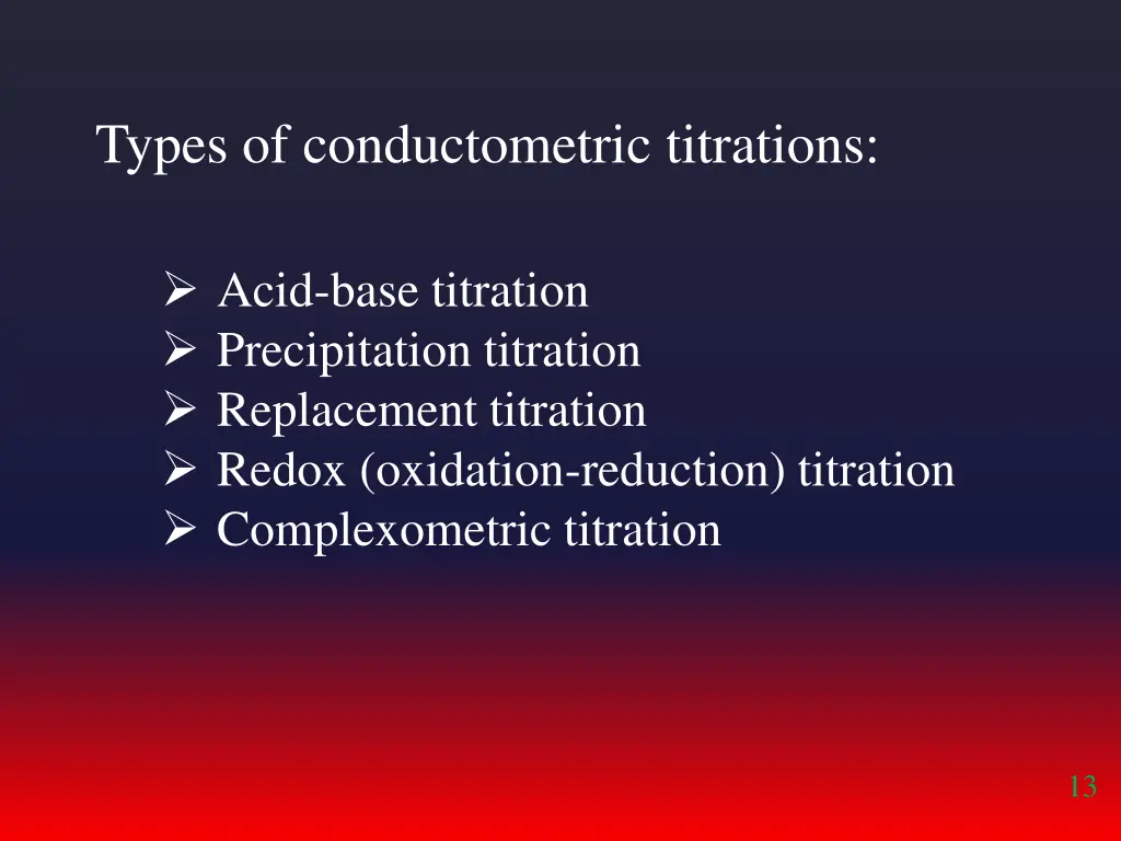 types of conductometric titrations