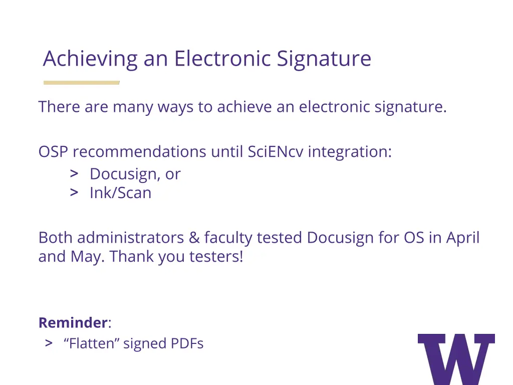 achieving an electronic signature