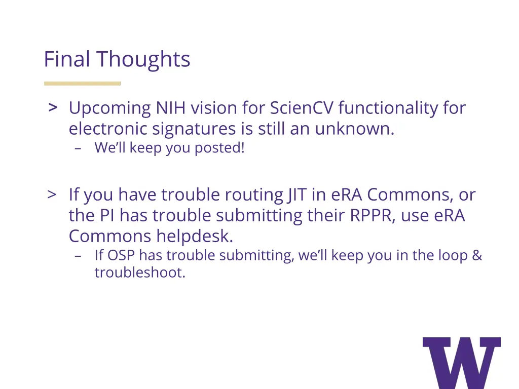 final thoughts