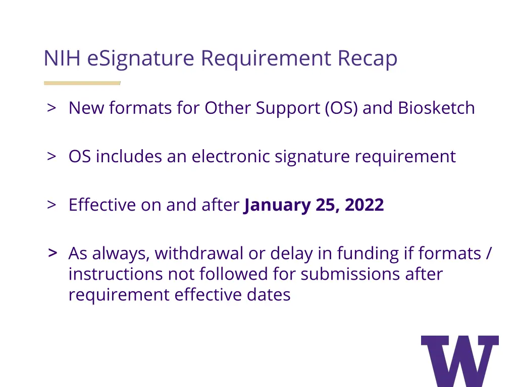 nih esignature requirement recap