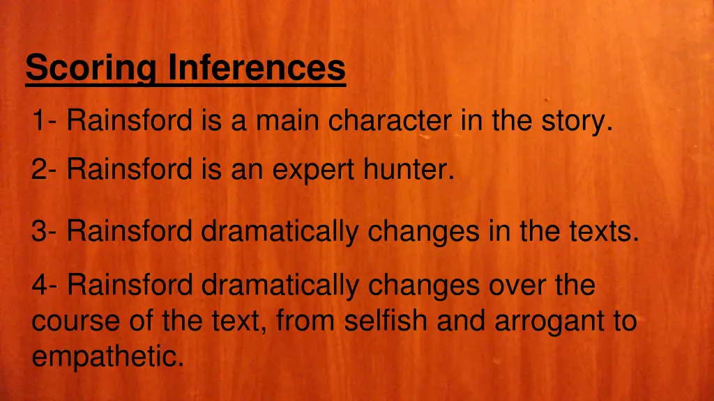 scoring inferences 1 rainsford is a main