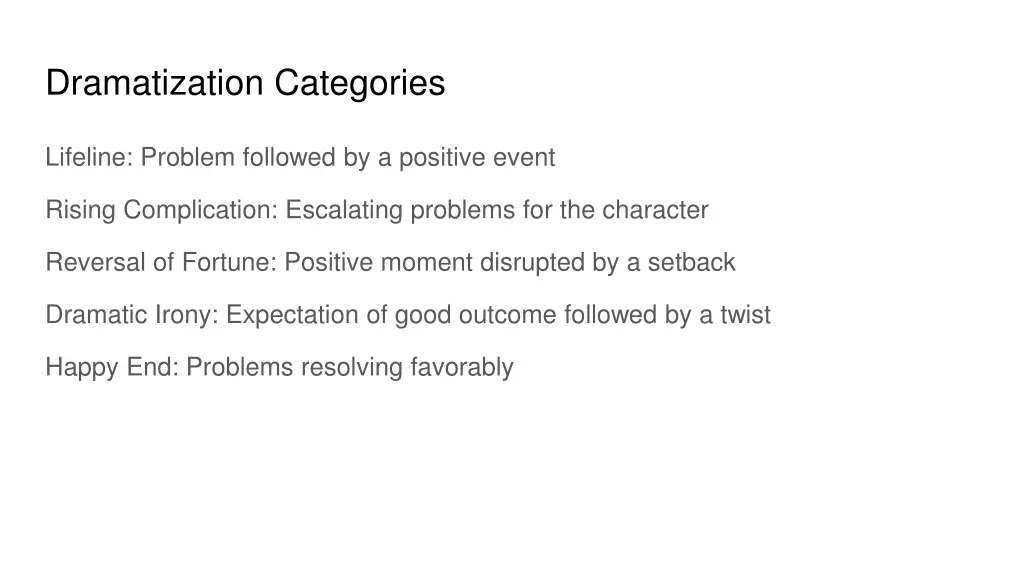 dramatization categories