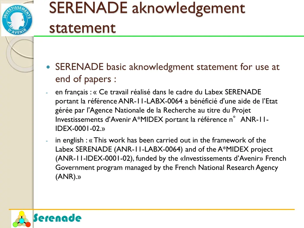 serenade aknowledgement statement