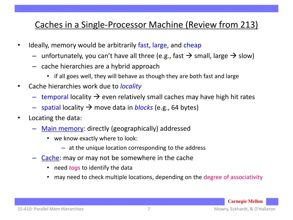 caches in a single processor machine review from