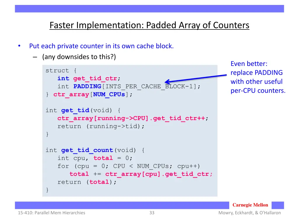 faster implementation padded array of counters