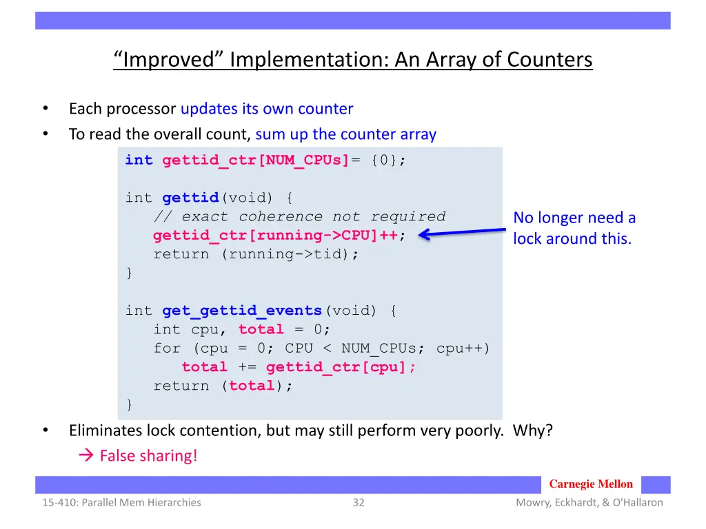 improved implementation an array of counters