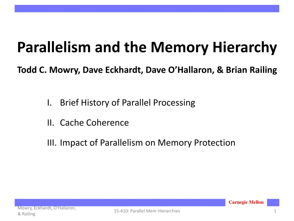 parallelism and the memory hierarchy