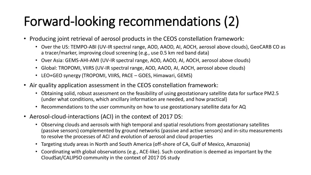 forward forward looking recommendations 2 looking