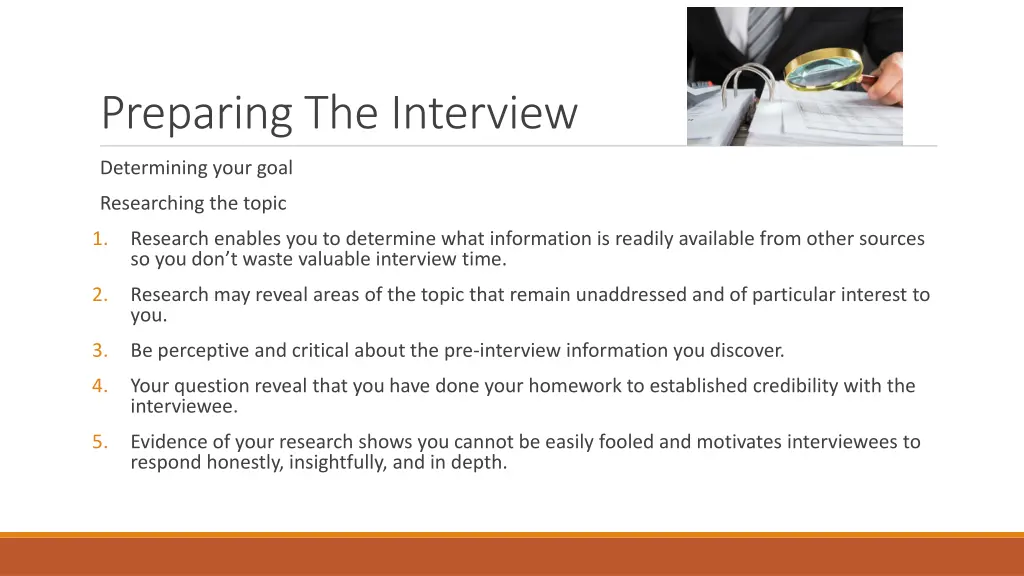 preparing the interview