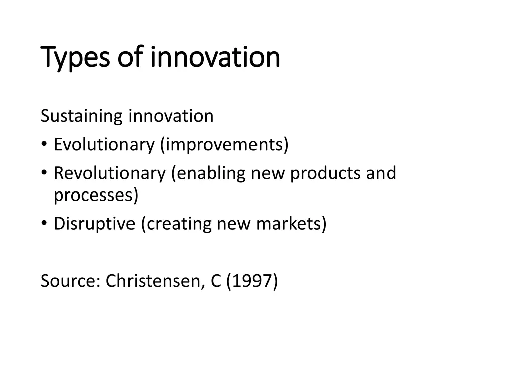 types of innovation types of innovation