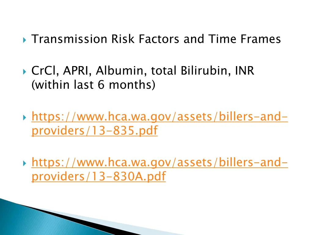 transmission risk factors and time frames