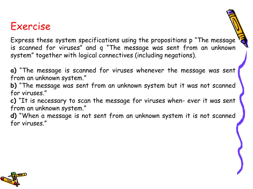 exercise express these system specifications