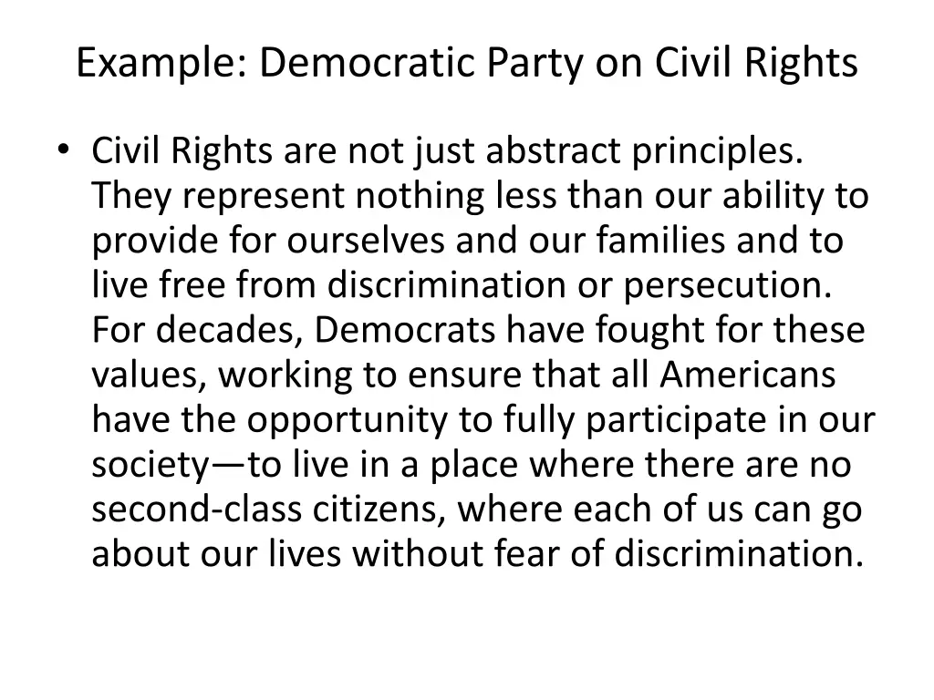 example democratic party on civil rights